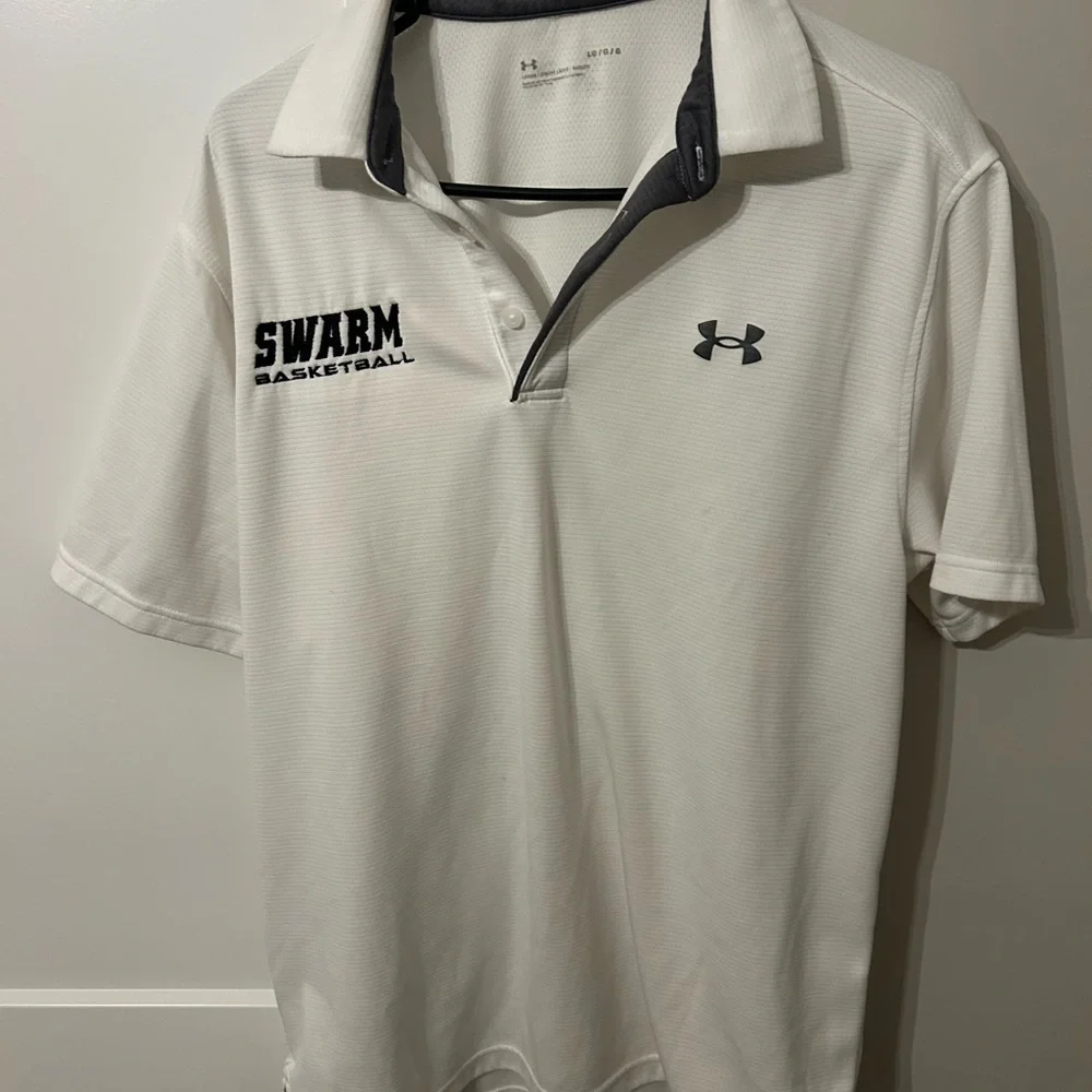 LG White Men's Polo Shirt - Picture 2 of 3